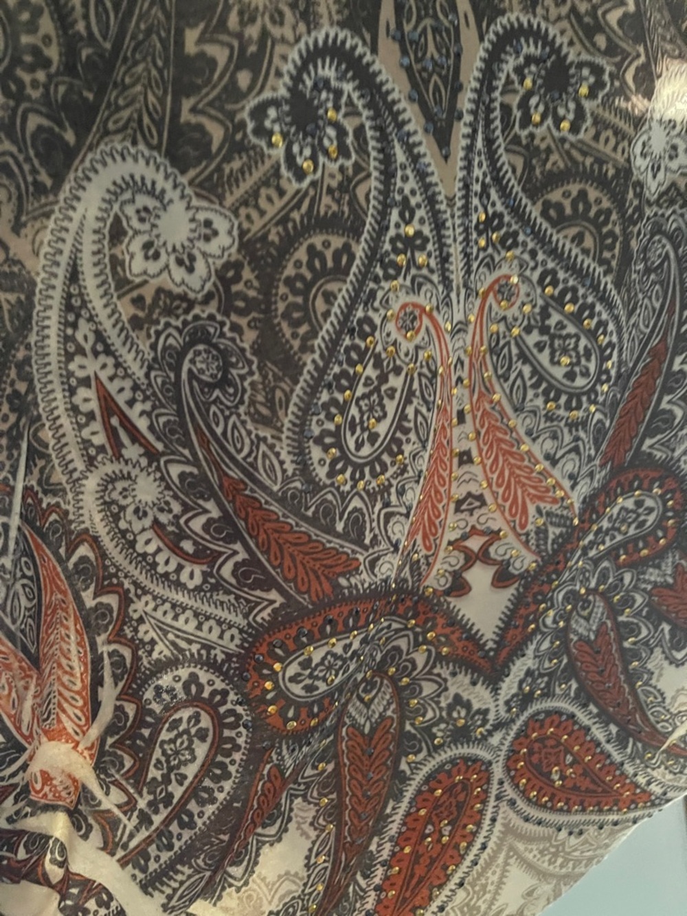 Wrangler Beige Paisley V-Neck Tee with Dark Paisley Accents - Picture 3 of 5